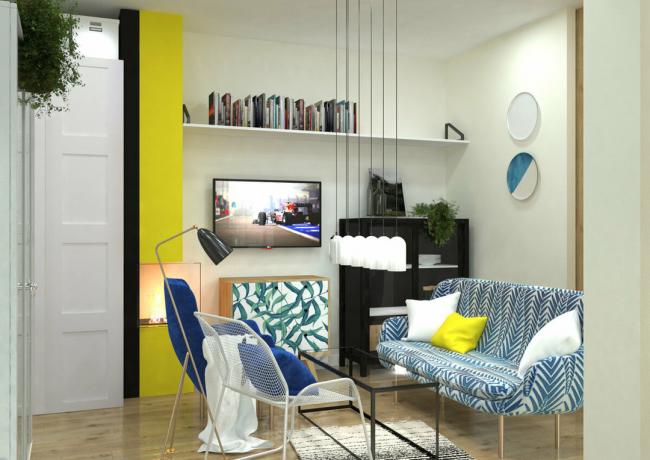 Kuidas sobivad Kolmerublane 58 m²: stiilne interjöör kodumaise mööbli