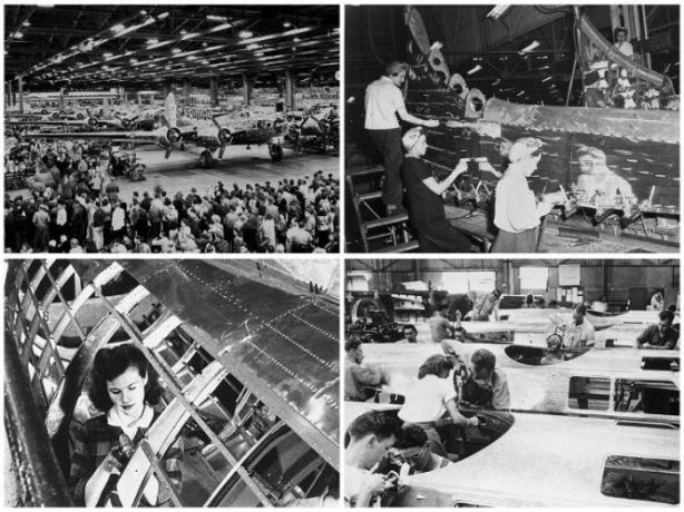 30 tuhat. inimesed iga päev tööle tehases, kogudes pommitajate Boeing B-17. | Foto: twizz.ru.