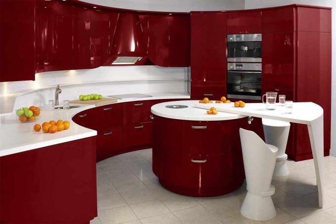 Punane ja valge köök (51 fotot): video juhised köögipinna kaunistamiseks oma kätega, foto ja hind