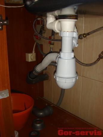 Lainevooliku abil tehtud äravoolunurga korrektne korraldus sifoonist kanalisatsioonitoruni